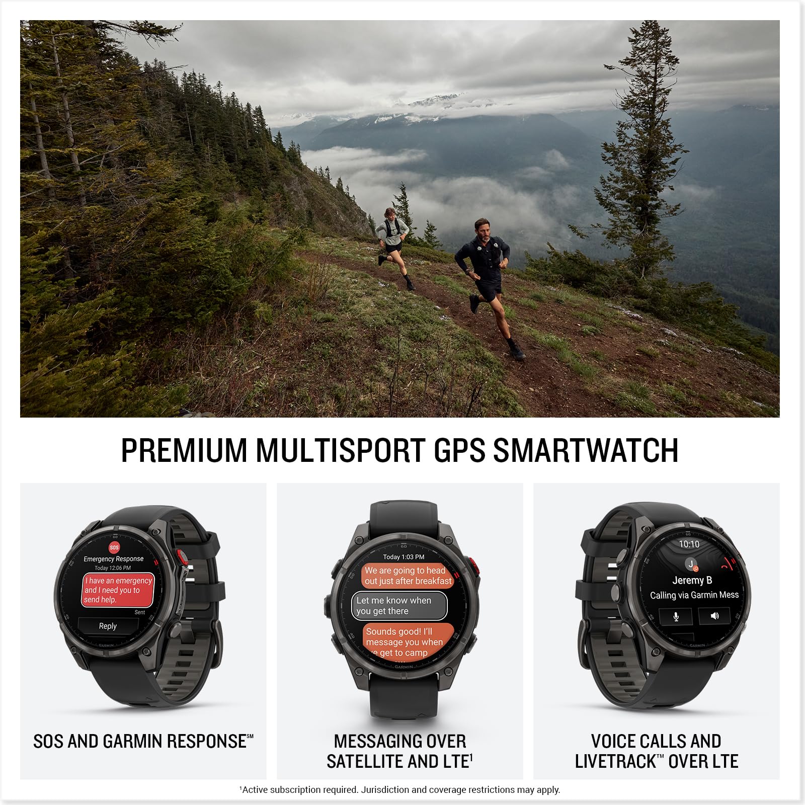 Garmin fēnix 8 Pro, 51 mm, écran AMOLED, Montre Intelligente GPS Multisports connectée, Technologie inReach, Saphir, Titane DLC Gris Carbone avec Bracelet en Silicone Noir/Gris Galet