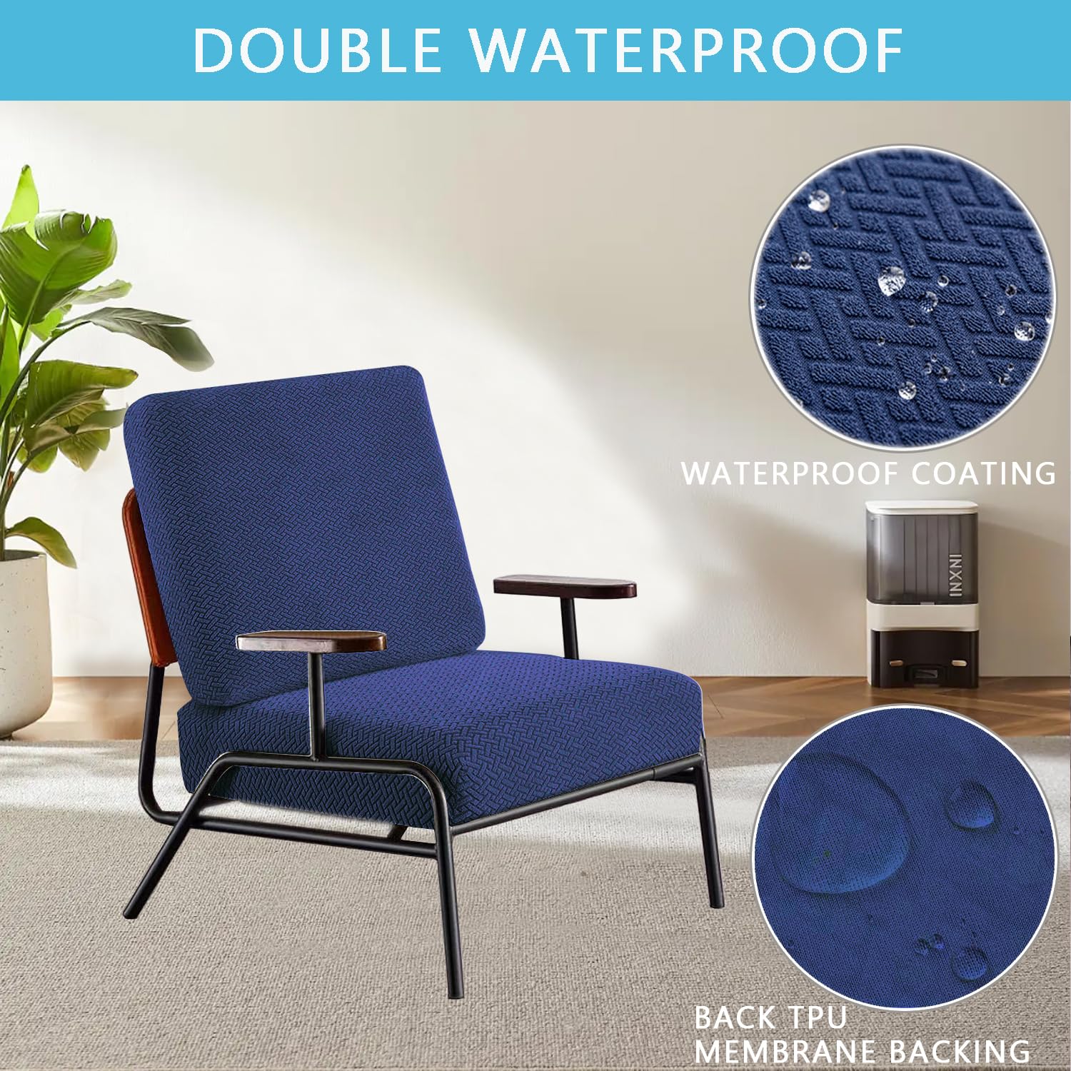 SHANNA Sofa Seat Cushion Slipcovers: 3Pcs Modern Couch Cushion Cover Waterproof Patio Cushions Latest Couch Cushion Slipcovers,for Sofa Pets (Navy Blue) - Image 2