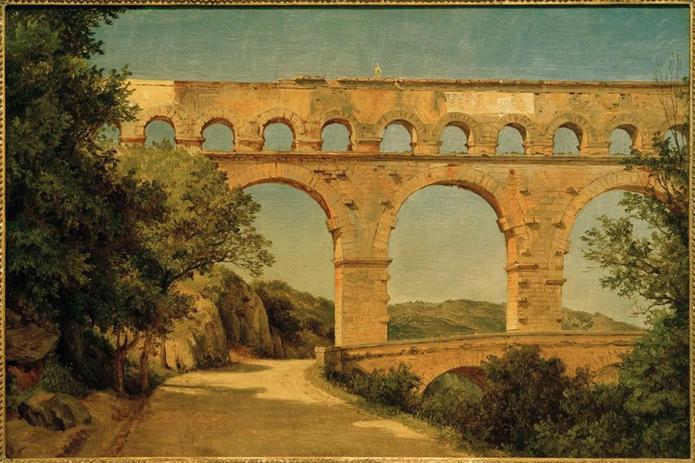 SERENDIPITP Vintage Wall Art Canvas Nordic Poster Canvas Print Picture Pont Du Gard Near Nimes by Carl Morgenstern Wall Art Poster for Home Decor 60x90cm