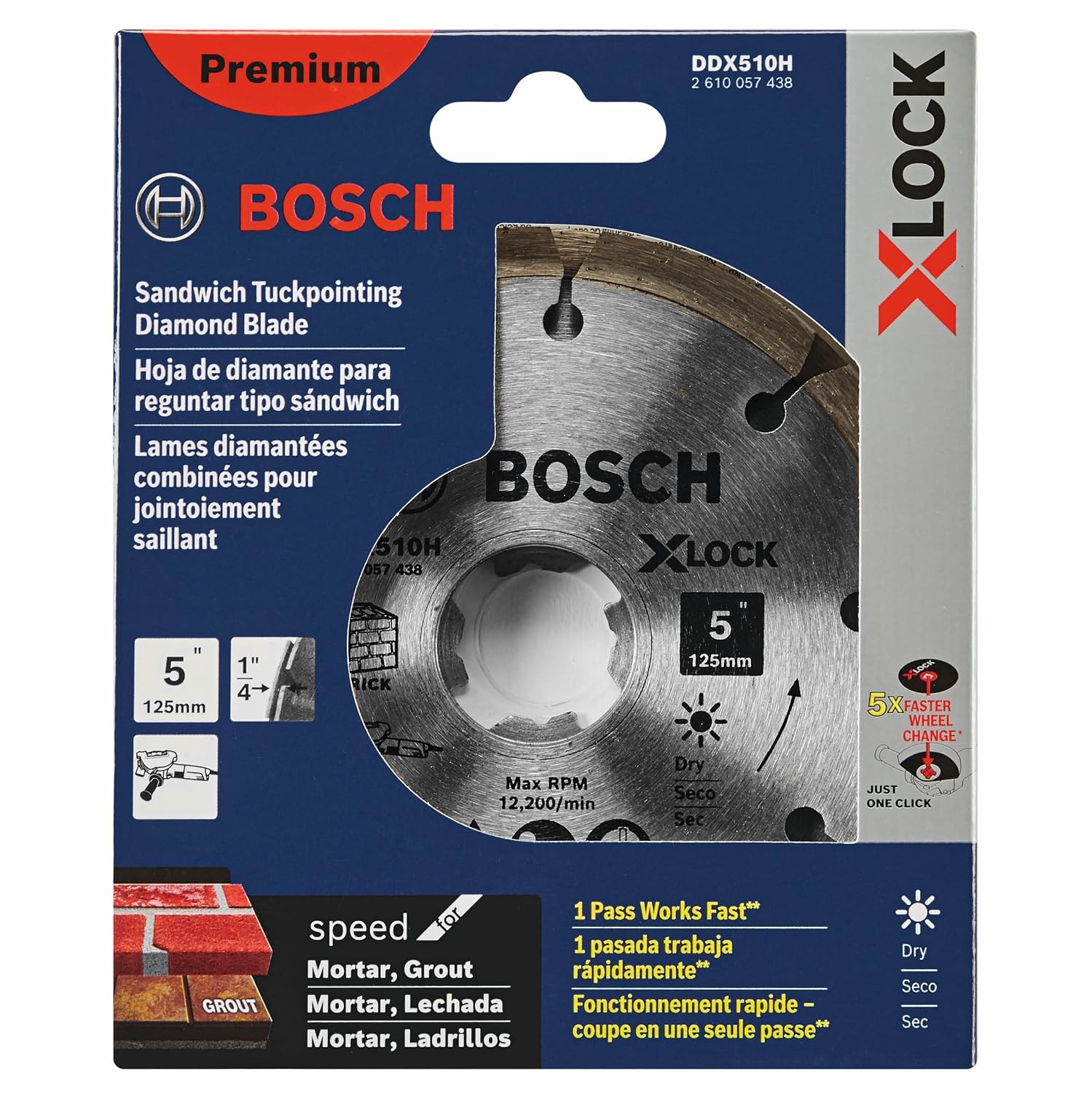 BOSCH DDX510H 5 in. X-Lock Premium Sandwich Tuckpointing Blade Compatible with 7/8 in. Arbor for Application in Dry Tuckpointing