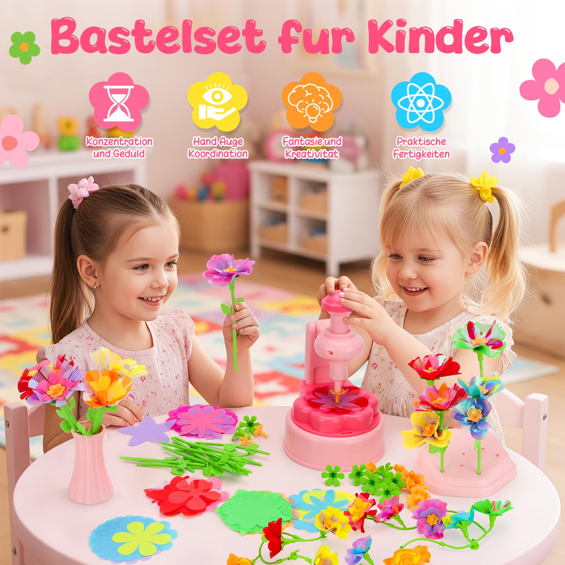 CSYY Kit de Bricolage Floral, Enfants Jouets pour Construire un Bouquet de Fleurs Artificielles 237 Pièces Création Bouquet de Fleurs DIY Bricolage pour enfants de 4, 5, 6, 7 et 8 ans