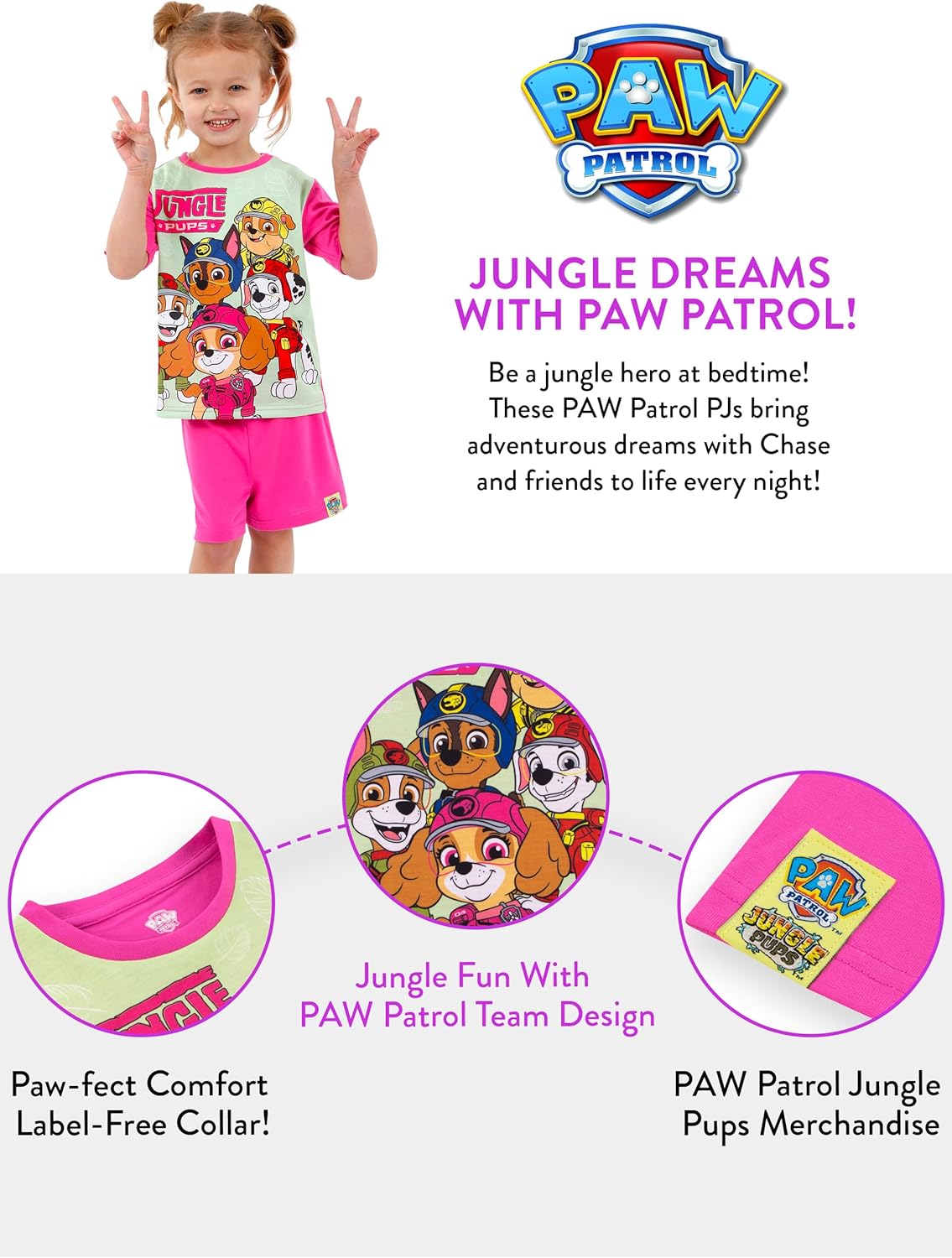 Paw Patrol Pajamas | Girls Summer Pajamas | Cute Short Sleeve Pajama Set | Skye Short PJs For Girls - Image 6