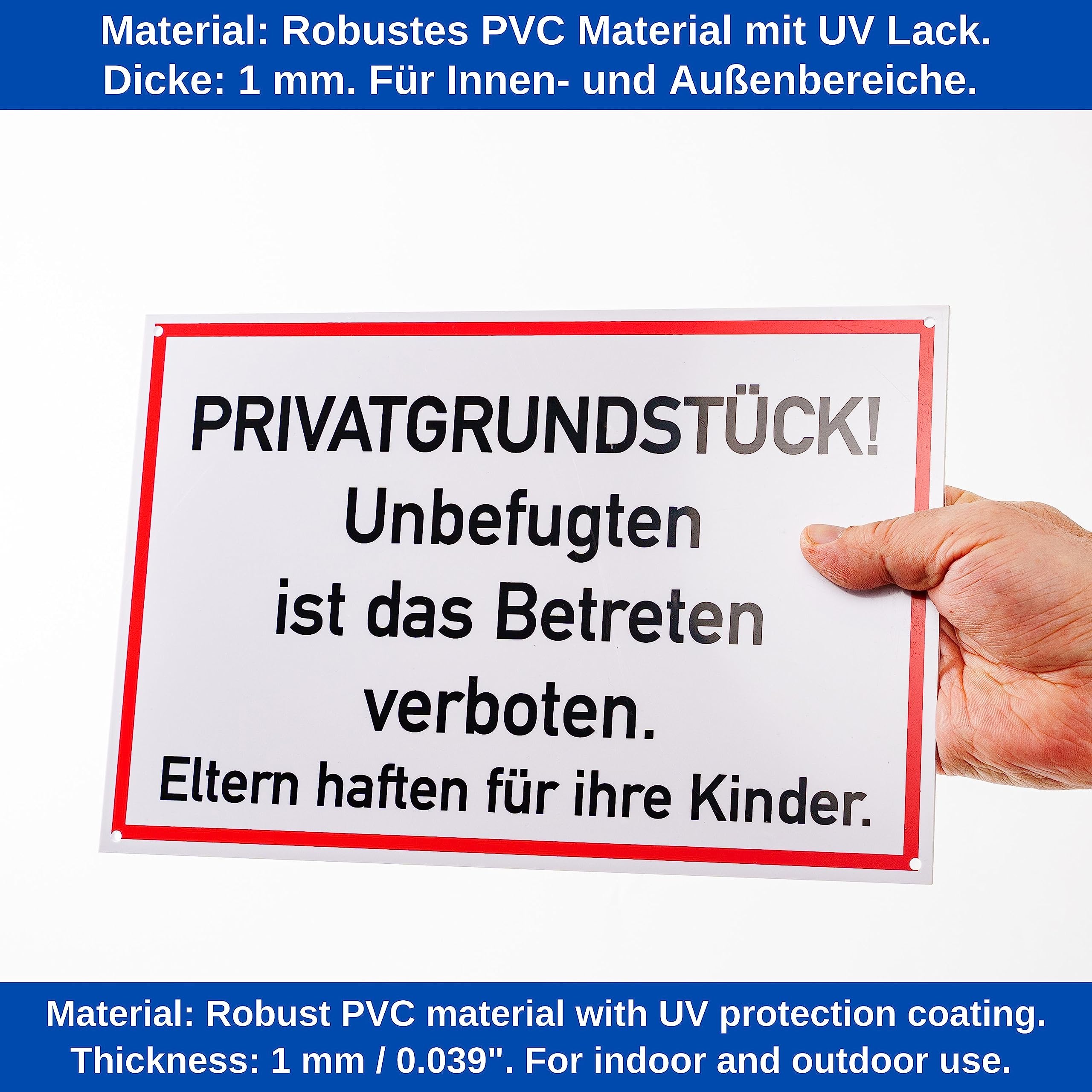 Privatgrundstück Schild „Betreten Verboten“ – Aluminium, 33x25 Cm, Wetterfest, Geprägt