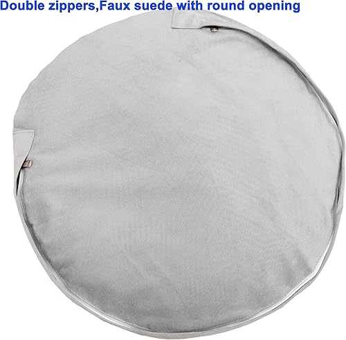 Miniatura 6 de Puf redondo otomano relleno de terciopelo reposapiés, taburete de pie, puf para cama, sala de estar, habitación, asiento de acento de 20 x 12