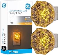 GE SleepLite Jewel LED Night Light 2-Pack - Elegant Amber Plug-in, Always On, Energy Efficient, UL-Certified for Bedroom, Bathroom, Nursery