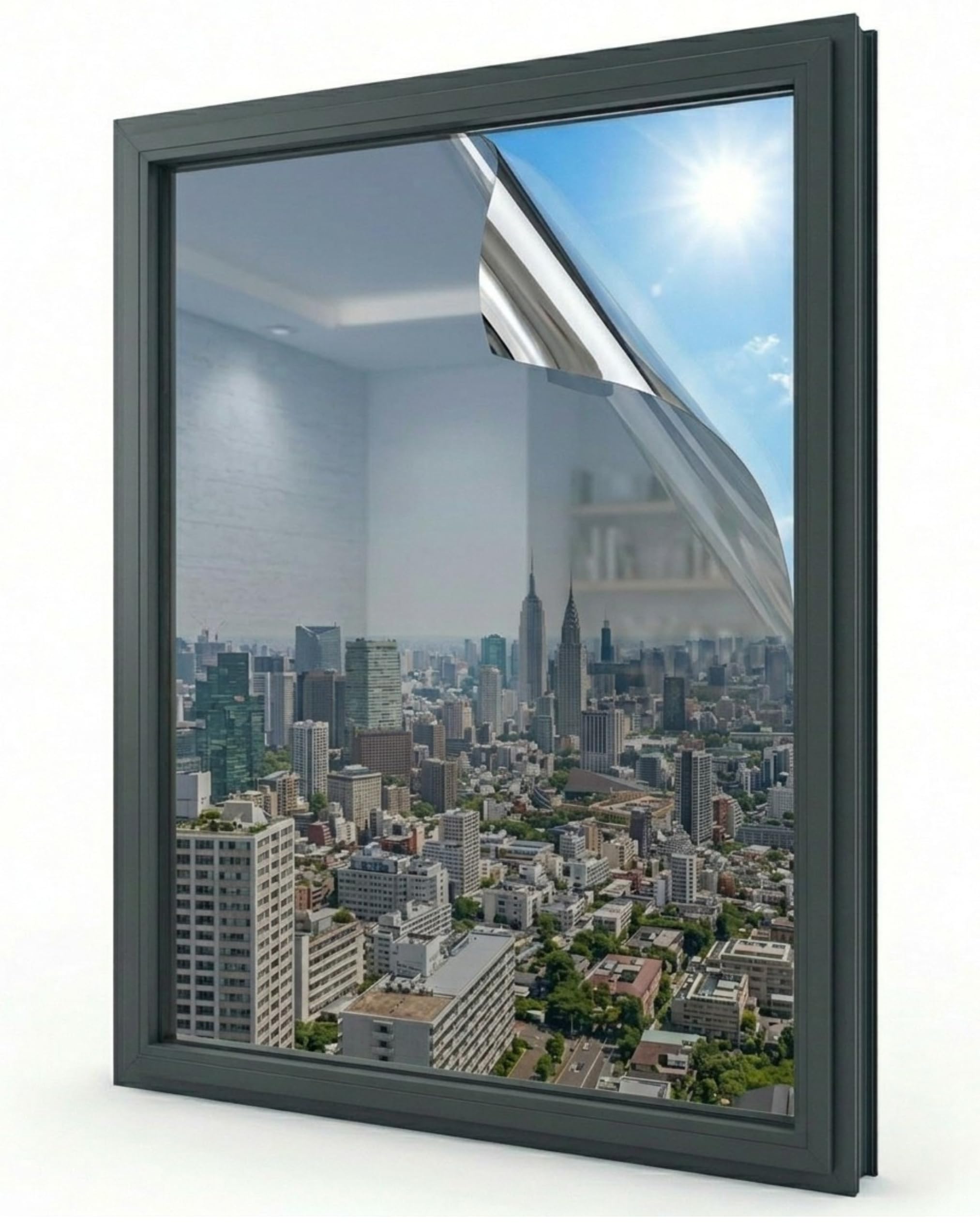 600 x 76 cm Film Pare-Soleil réfléchissant Universel Adhésif et Anti-Rayures, pour l’intérieur et l’extérieur Protection Anti-UV : 99%, réduction de la luminosité : 78%, Verre