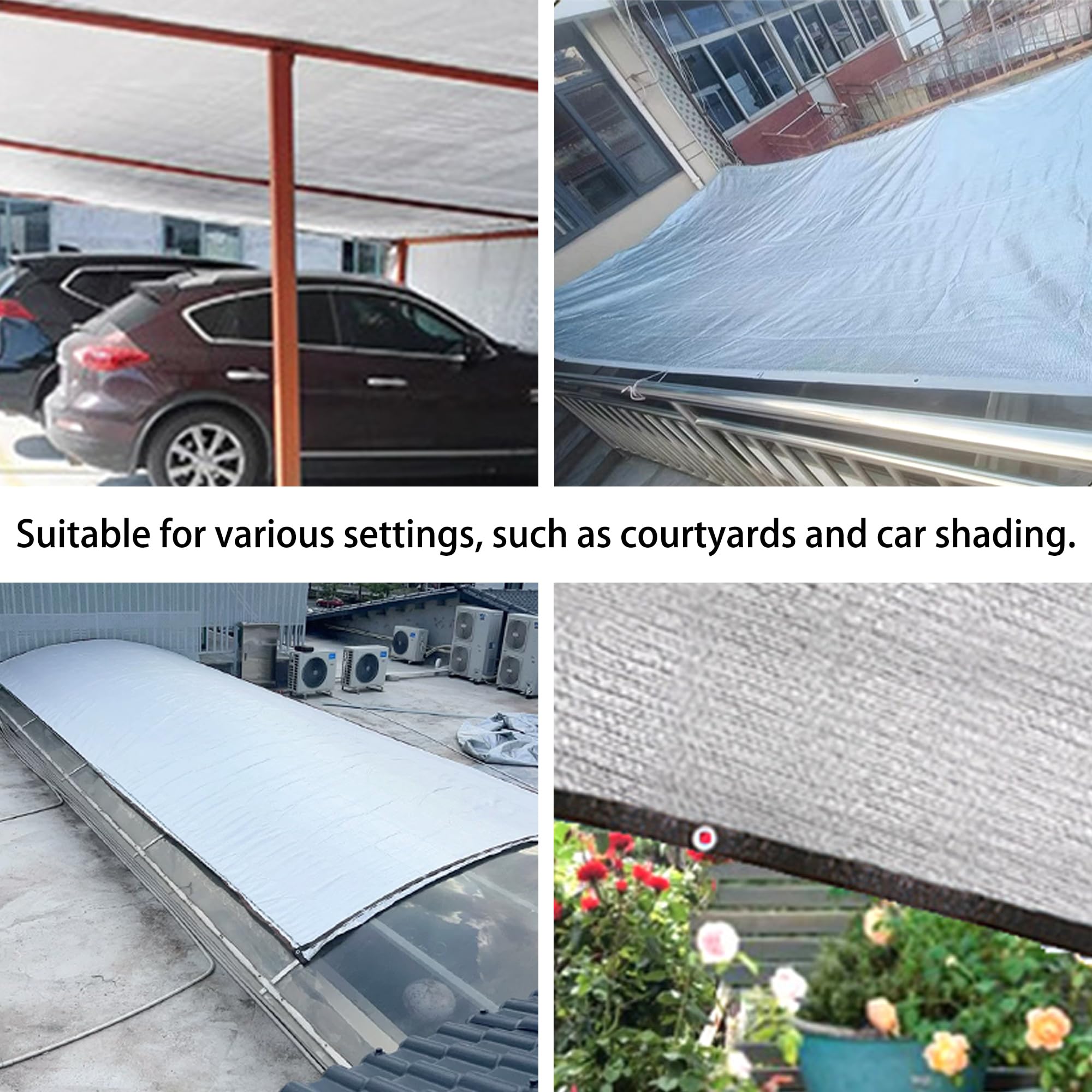 Rete Ombreggiante Alluminio 290 x 740 cm Anti UV Rete Ombreggiante per Serra Resist per Giardino, Auto, Pollaio, Cuccia per Cani, Esterno, Pergola, Patio, Campeggio, Argento