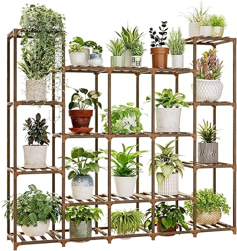 Miniatura 10 de Bamworld Soporte para plantas al aire libre, estante de metal para múltiples plantas, soporte grande para plantas, impermeable, para jardín, sala de