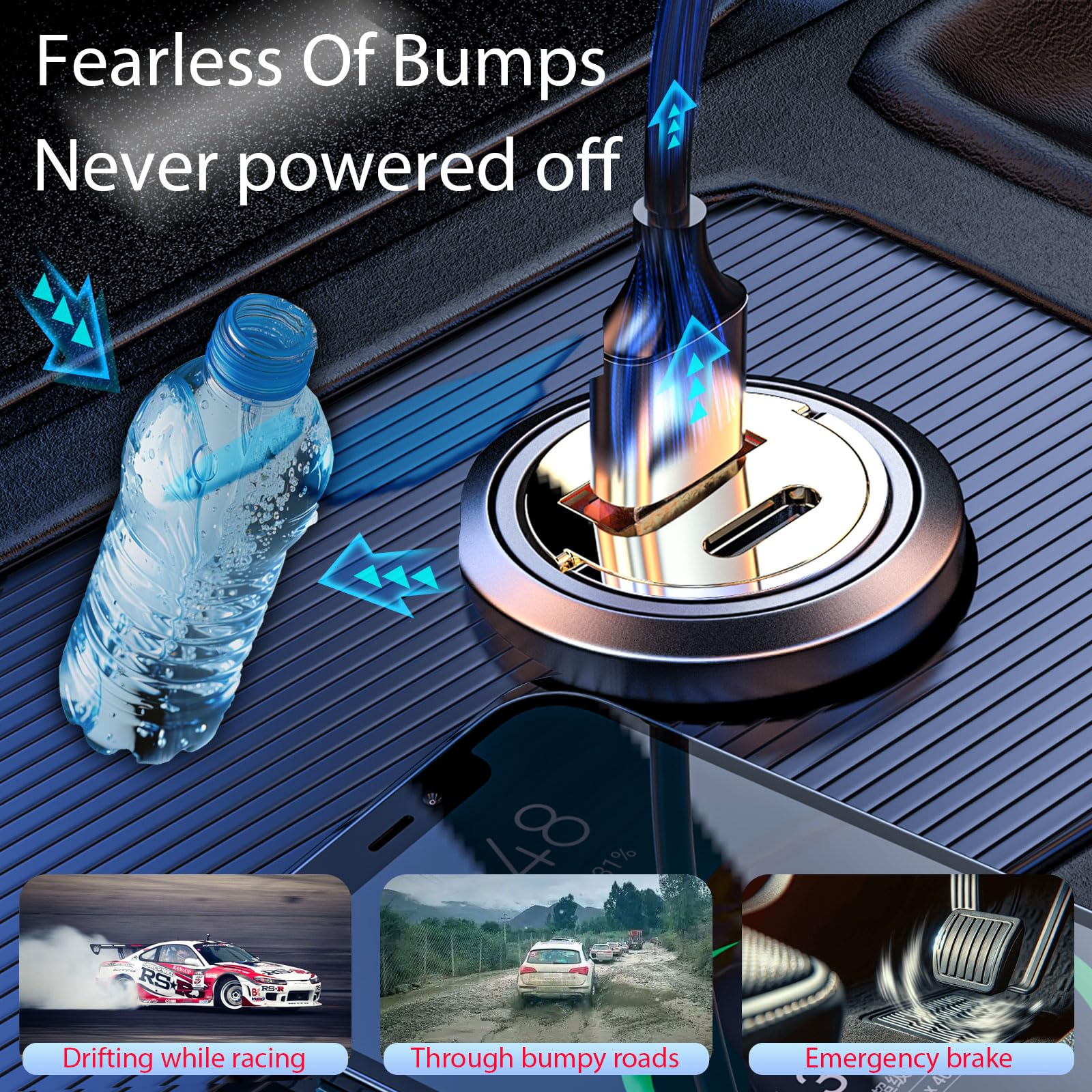 LJkoke USB Car Charger Adapter Fast Charging PD45W+QC3.0 Cigarette Lighter Adapter Dual Port Cigarette Lighter Charger car Lighter USB Adapter for iPhone 16 Pro Max 15 Plus 14 iPad Samsung S25-Black