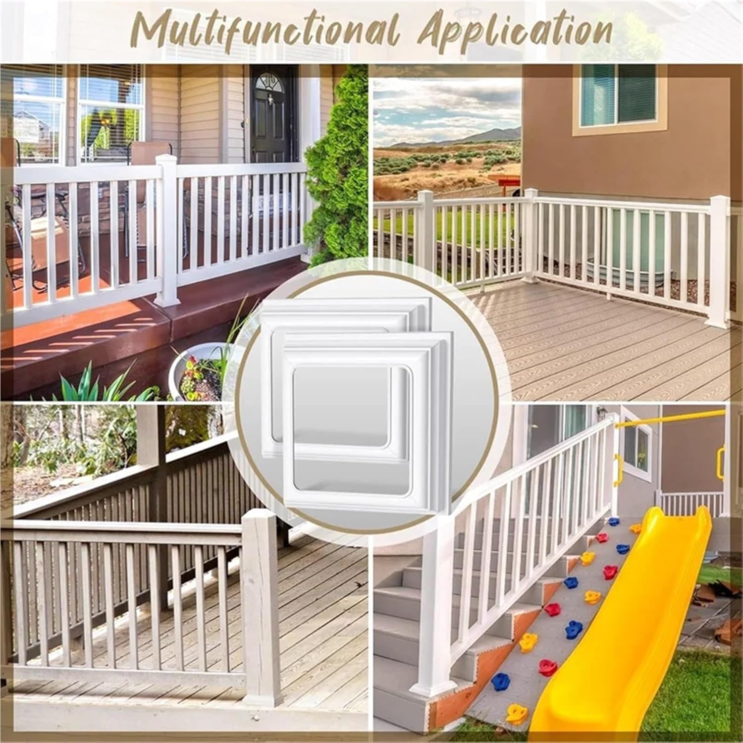 8pcs 4 * 4inch Vinyl Post Skirt Base Cover Column Wraps for Porch Deck Sleeve Trim
