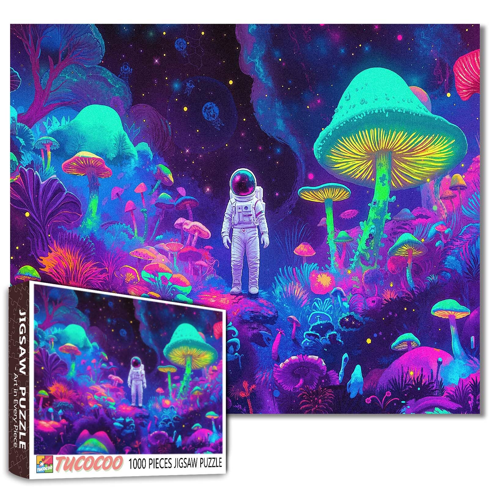 Astronaut Jigsaw Puzzles Starry Sky Puzzle Luminous Jellyfish Painting Jigsaw 1000 Pieces Puzzle for Adults, Puzzle Challenging Family Activity