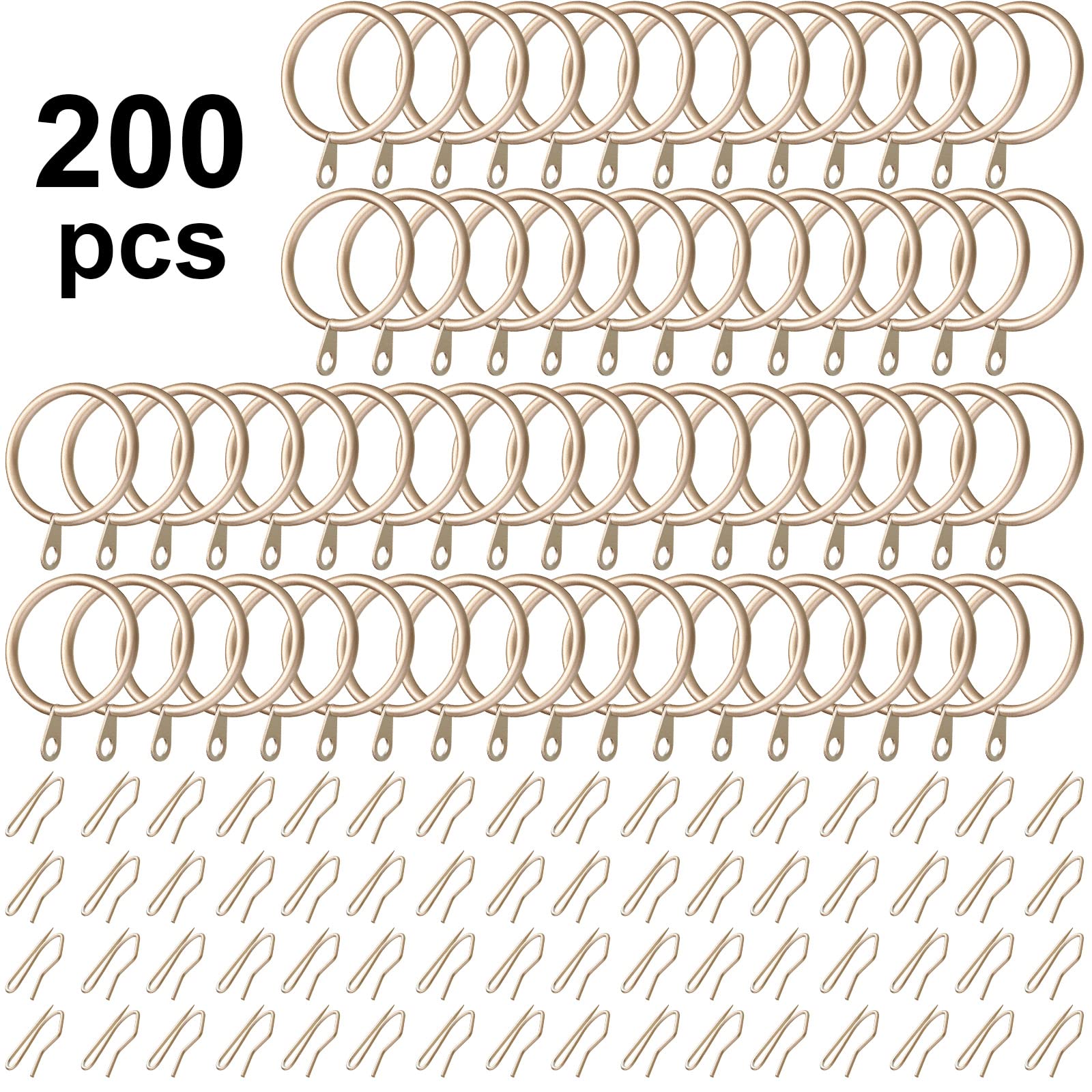 Qunclay Lot de 100 Anneaux Crochets Rideaux Métal avec Œillets, Accroche Rideaux Métal pour Fenêtre, Porte de Douche, Anneaux Rideau de Douche (Champagne, 4,1 cm)