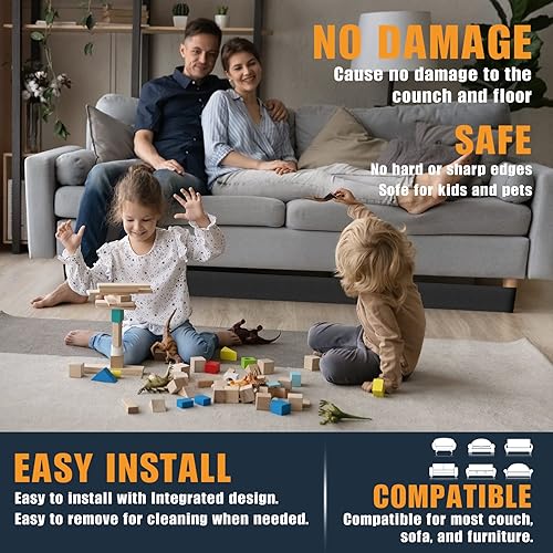 Miniatura 6 de Bloqueador de juguetes para debajo del sofá bloqueador debajo de la cama para mascotas parachoques de espacio ajustable evita que las cosas se
