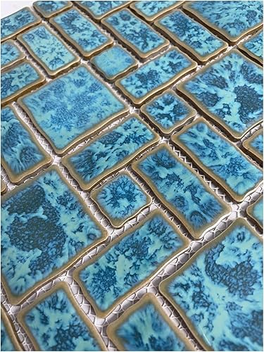 Tenedos TBHMD-RDM-PL - Mosaico de porcelana esmaltada de porcelana de tamaño aleatorio para salpicadero, cocina, baño, piscina (1 hoja)