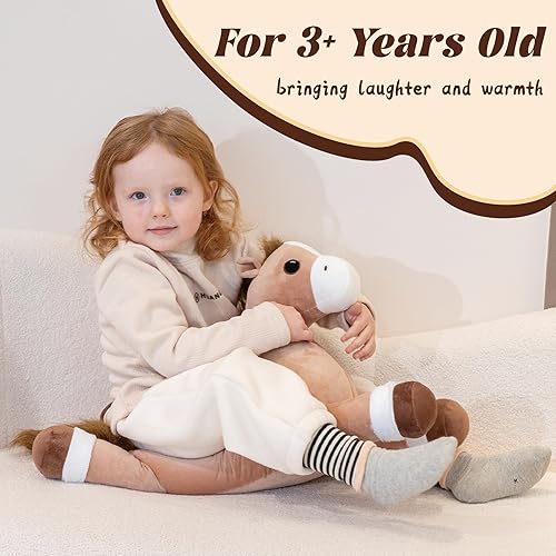 Miniatura 6 de Animales de peluche de caballo pesado, peluche grande de caballo de 24 pulgadas, lindo juguete de peluche de animal de granja, animal de peluche