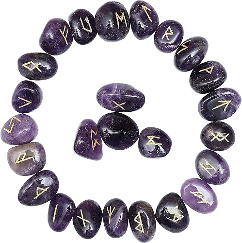 Miniatura 8 de Crocon Runa de piedras preciosas Reiki Curación Grabado Elder Futhark Alfabetos para cristales curativos Equilibrio de chakras, Piedra