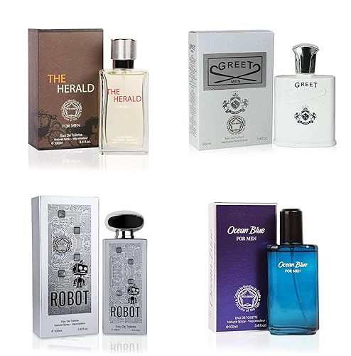 META-BOSEM The Herald+Lampard+Robot+Ocean Blue - Juego de 4 botellas de colonia para hombre, colección de botellas de colonia, Eau de Parfum en