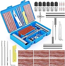 58 Pieces Tire Repair Kit, Puncture Repair Tool Kit Puncture Repair Kit Portable Car Puncture Kit for Motorcycle, Car, Truck, ATV, Tractors