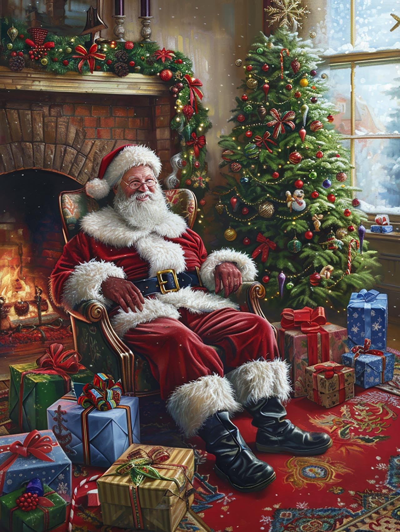 Reofrey Malen Nach Zahlen Set „Weihnachtsmann“ Für Erwachsene – Leinwand 40x50cm, Mit Acrylfarben & Pinseln
