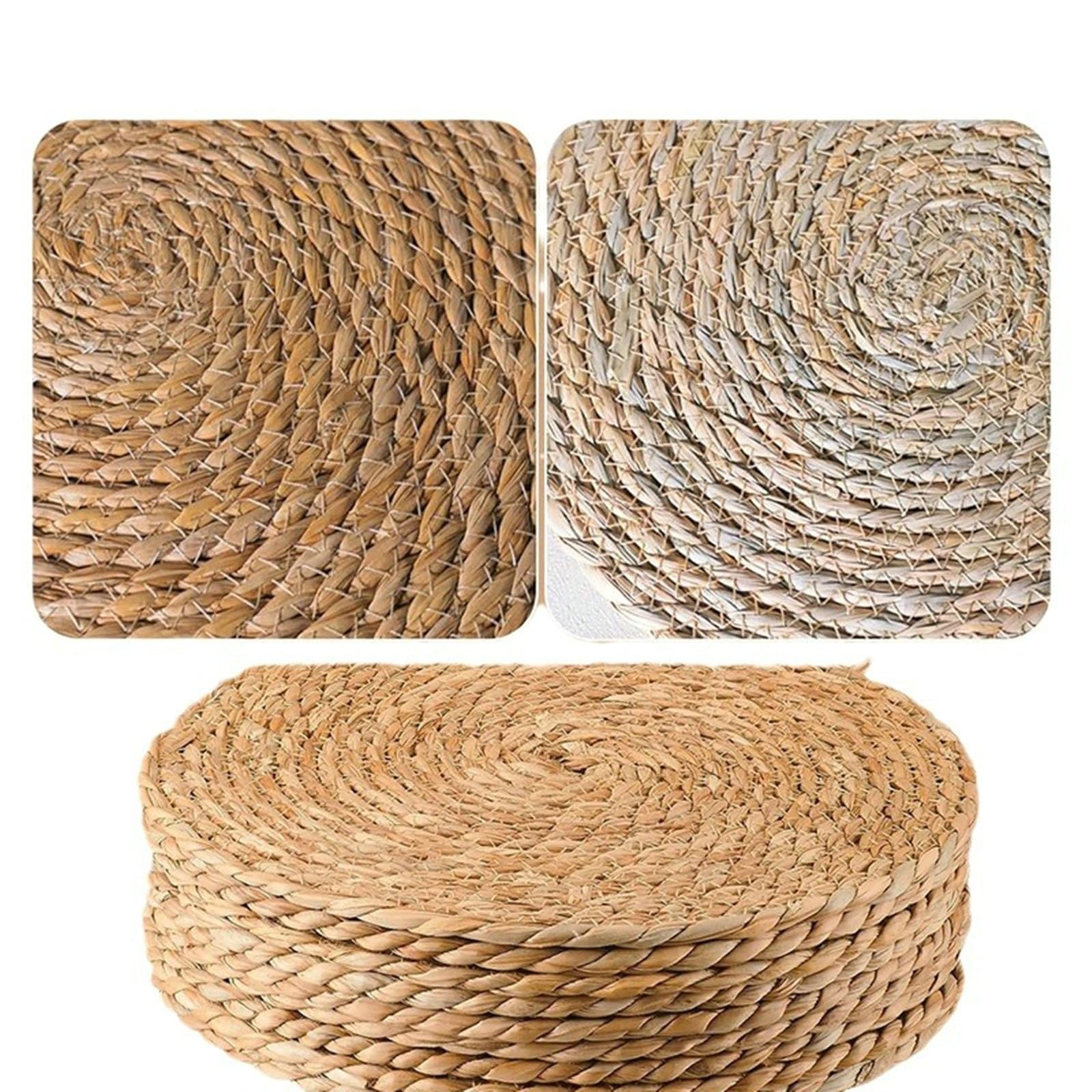 Mantel individual redondo, juego de 6 manteles individuales americanos lavables, trama trenzada, color liso, salvamanteles navideños resistentes al calor y antideslizantes, caqui, 38 cm
