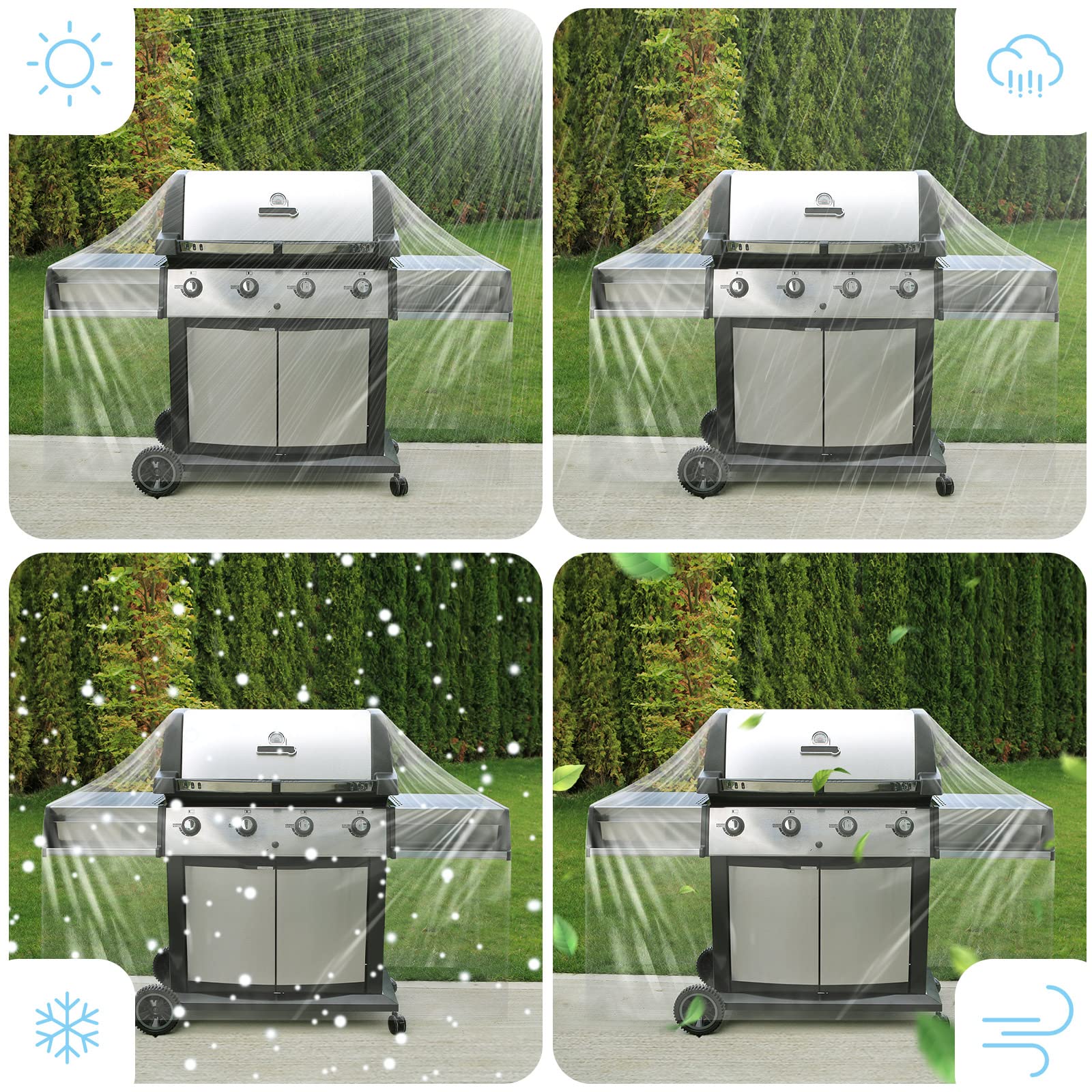 Hoolerry 152,4 cm transparente Grillabdeckung aus Kunststoff, strapazierfähig, wasserdicht, für Außenmöbel, UV-beständig, für Charbroil Grills und mehr
