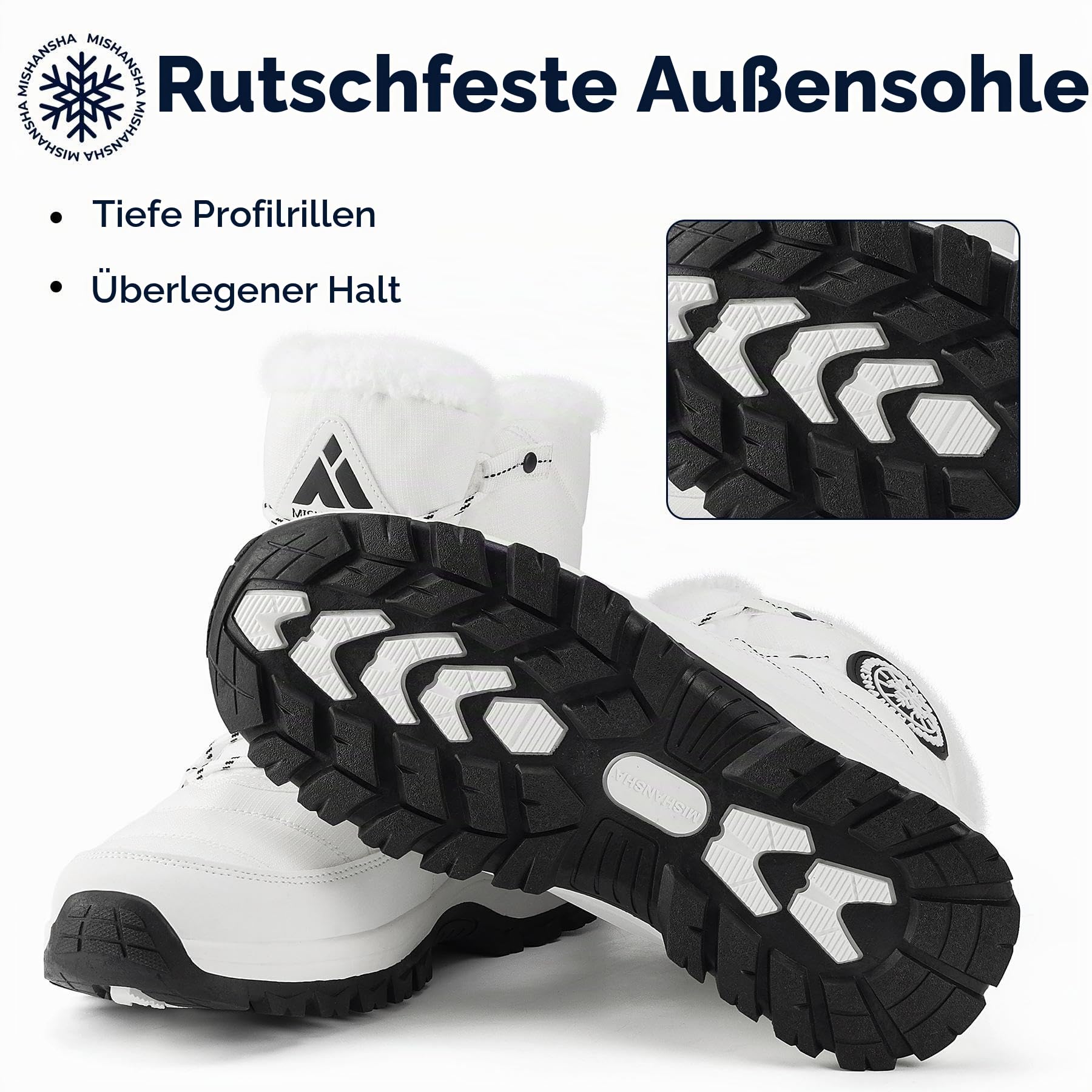 Mishansha Winterschuhe Damen Warm Gefüttert Schneestiefel Gr.36-42 | Outdoor,Winter Boots,Winterstiefel,Stiefeletten,Rutschfest,Warme Bequem,Leicht,Plüsch,Wander,Trekking