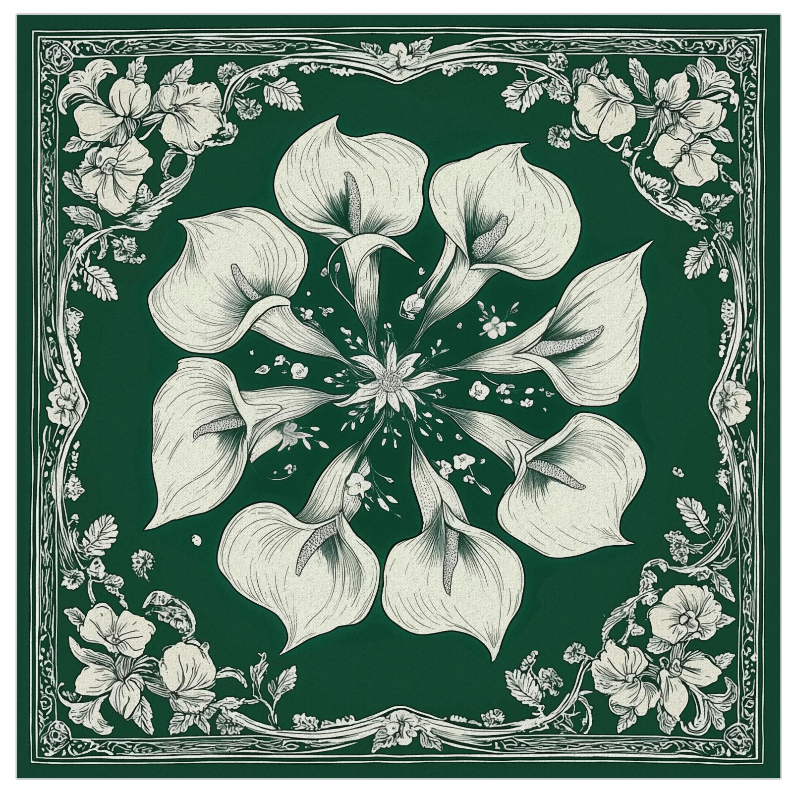 1 Pc Large Cotton Bandana Headband, 22"x22" Calla Lily Printed Square Hairband Vintage Floral Multi-Purpose Bandana for Men Women Outdoor Workout Running Headwear-image-44