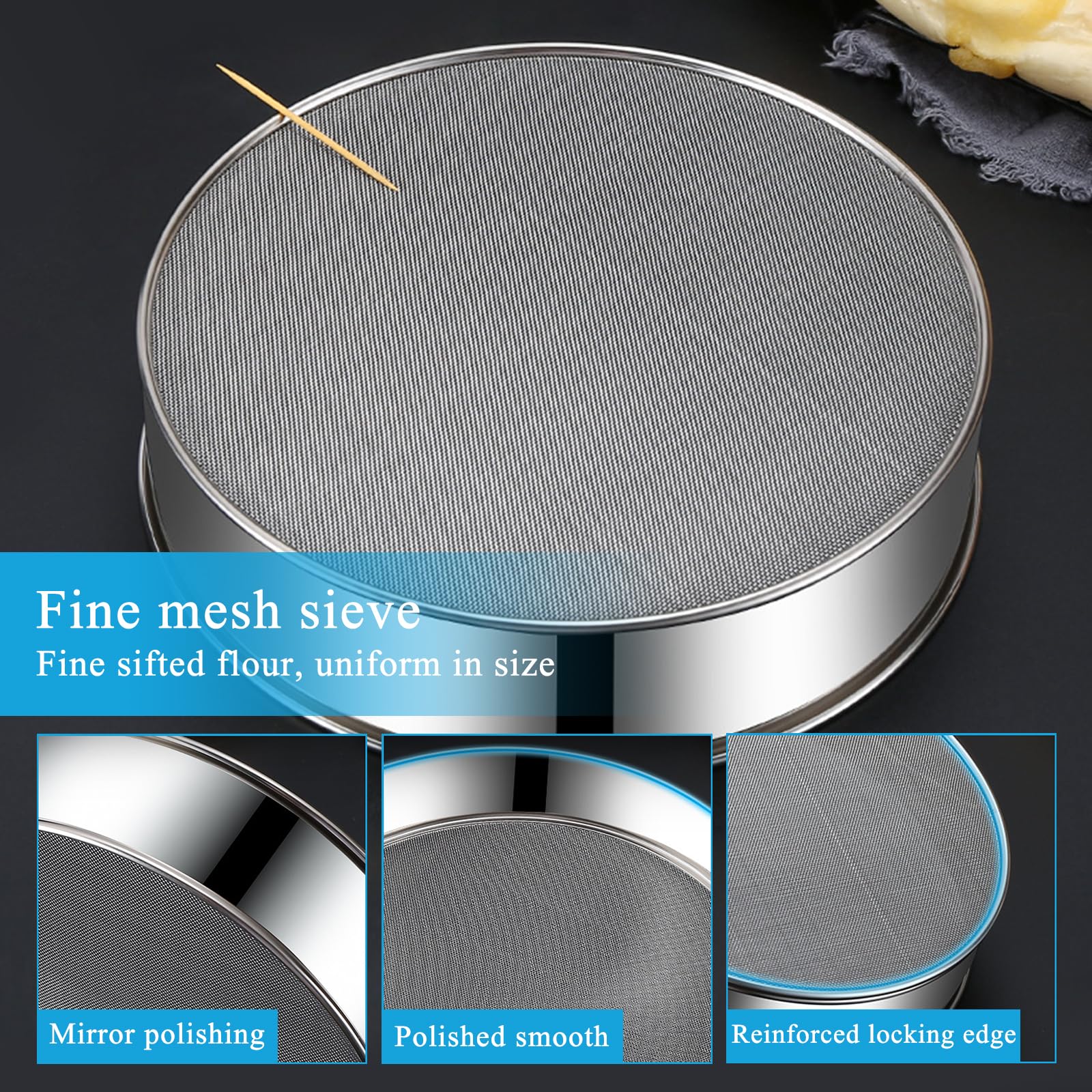 Zliger 4 Pièces Tamis De Cuisine INOX Extra Fin, Tamis En Acier INOX Tamis, Tamis Maille Fine Ensemble, Cuisine Professionnel Passoire Pour égoutter Nouille, Légumes, Blancs D'œufs, Etc