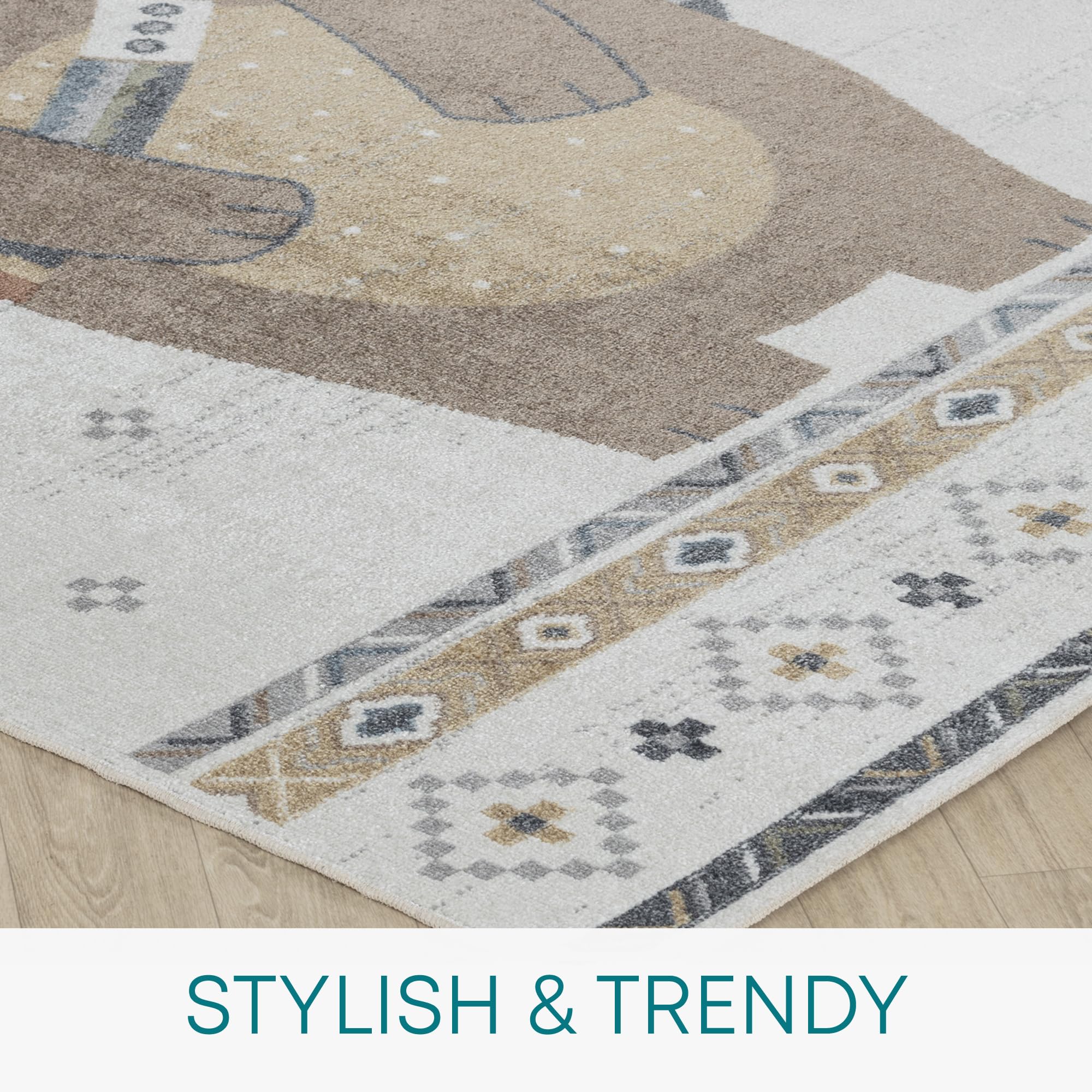 Livabliss Oursigene Bear Washable Kids Carpet 80x150 cm, Soft Machine Washable Animal Design for Bedroom Nursery & Playroom - Image 2