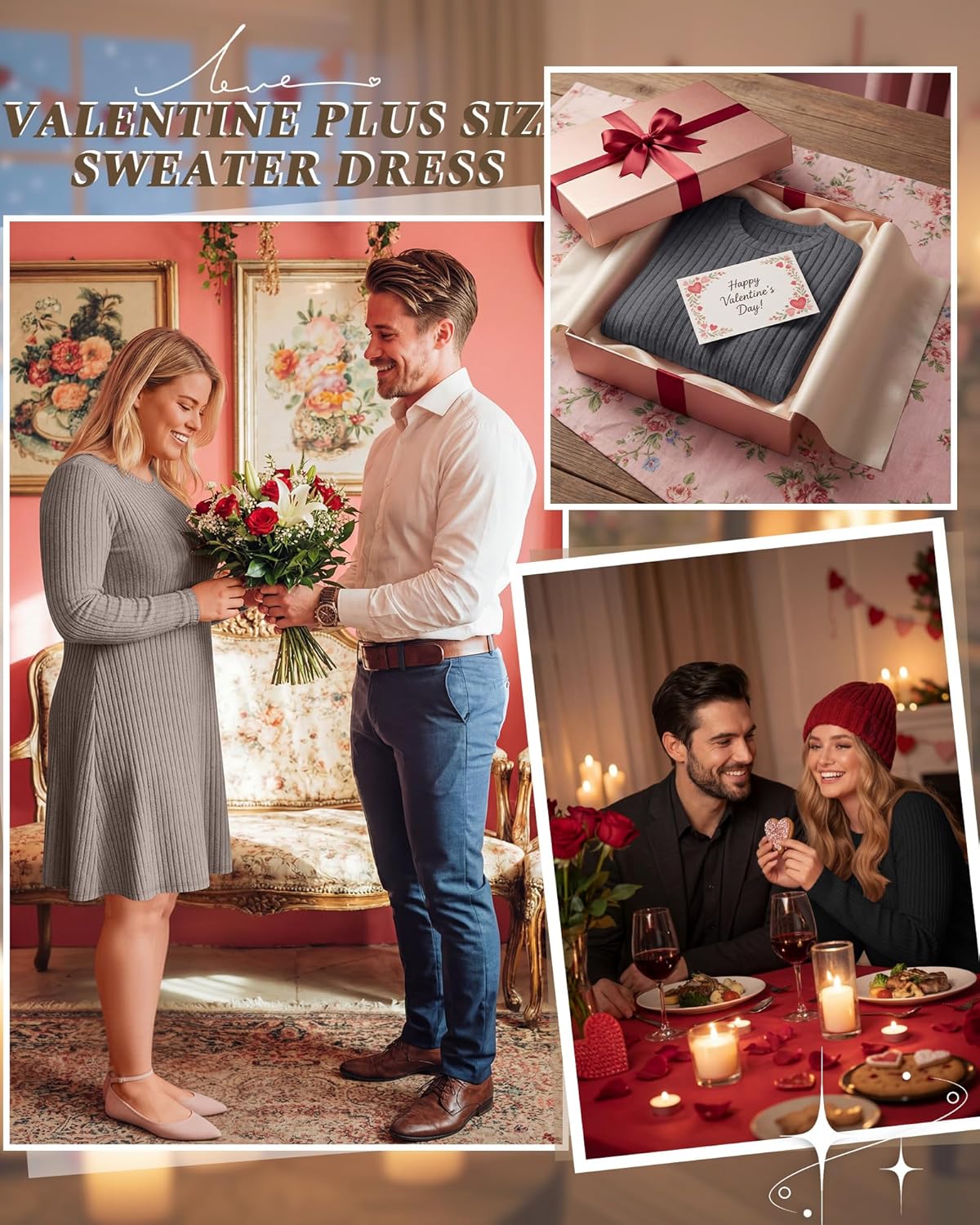 3 Pack Women's Plus Size Sweater Tunic Dresses, Long Sleeve Crew Neck Knit Dresses Loose Fit for Casual Fall Winter - Image 4