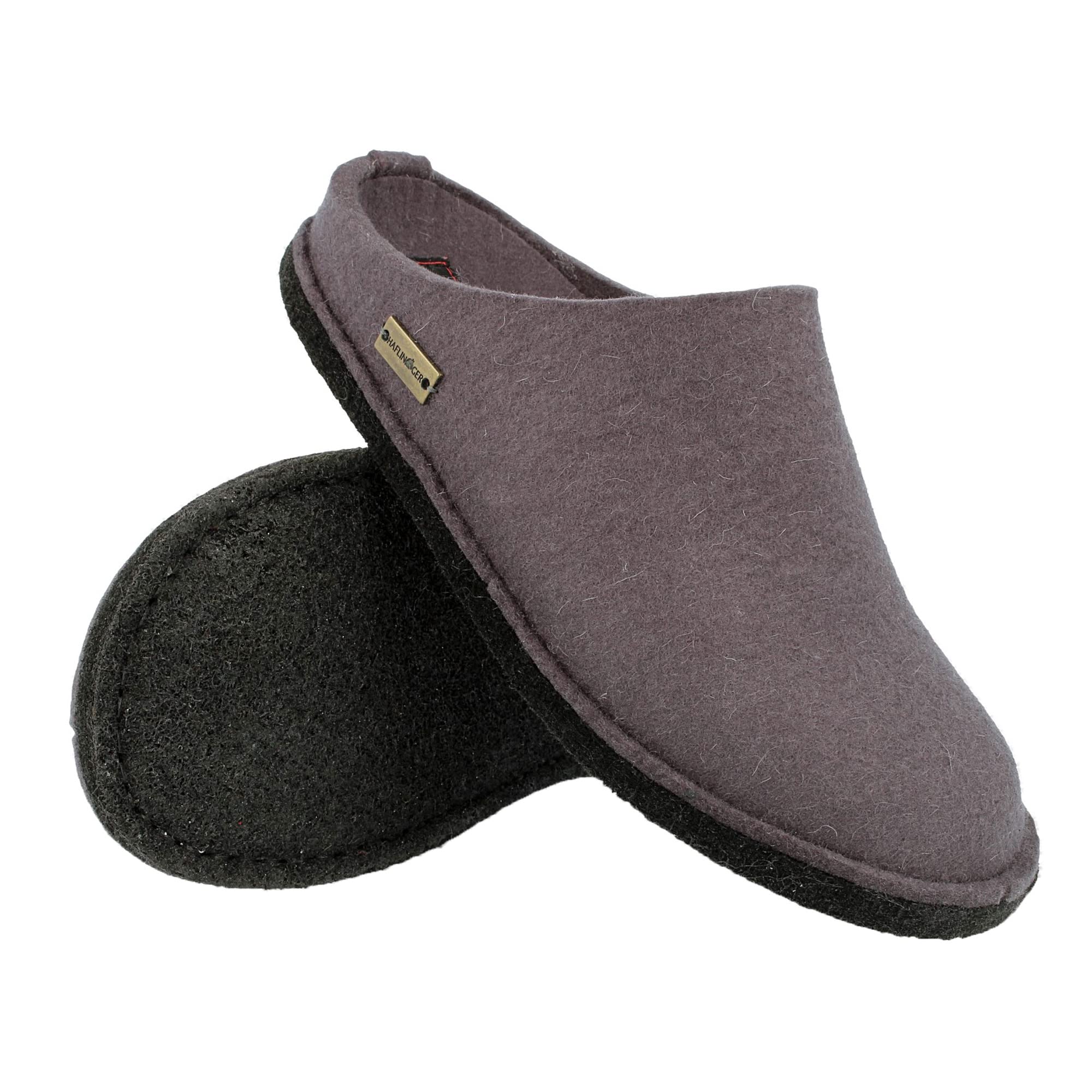 HAFLINGER Flair Soft pantofle filcowe z filcu wełnianego kapcie asfalt (58) rozm. 47, asfaltowy, 47 EU