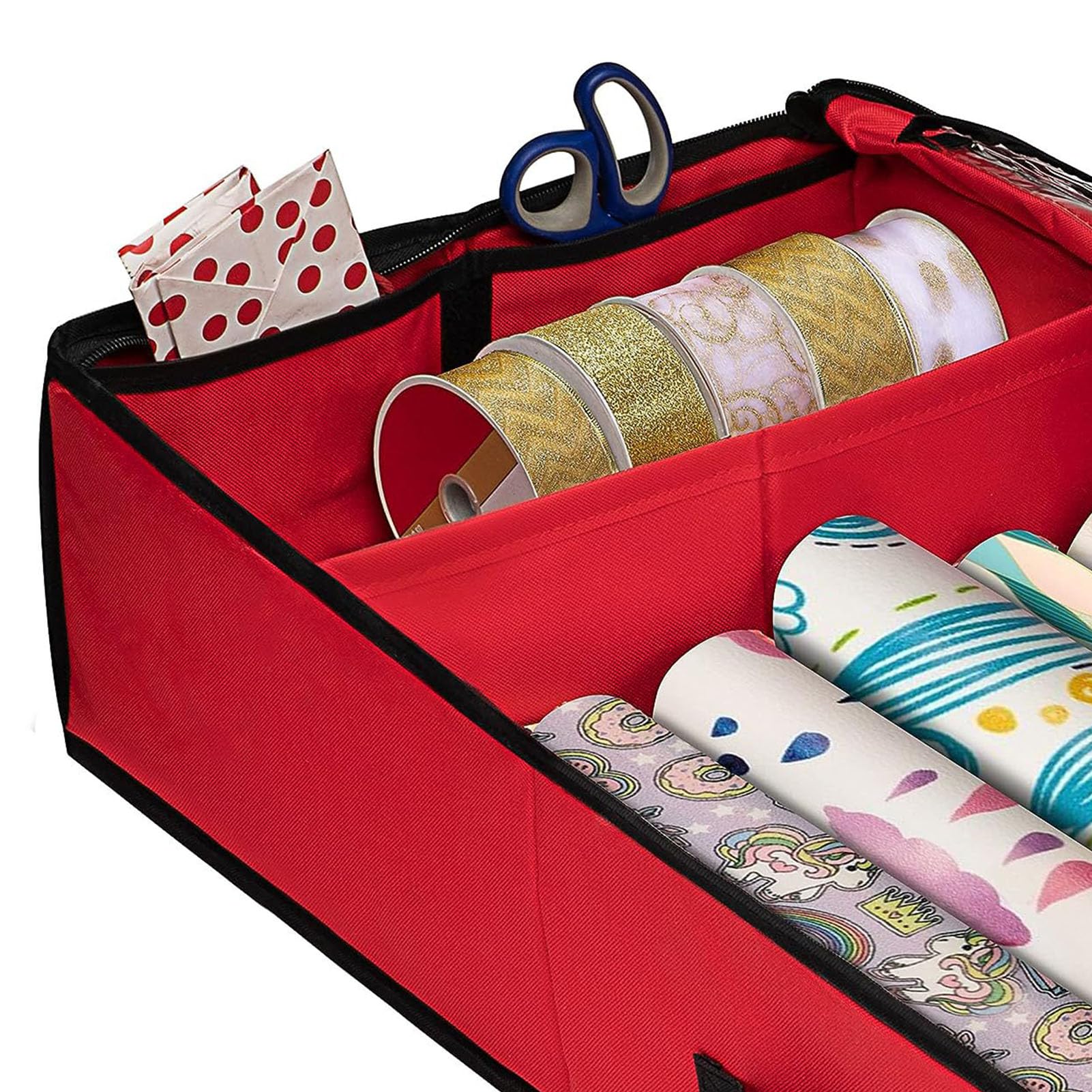 Roter Aufbewahrungsbehälter für Geschenkpapier, 600D Oxford-Gewebe, Wasserdicht, Staubdicht, mit Tragegriff für Geschenkpapier-Organizer Unter Dem Bett