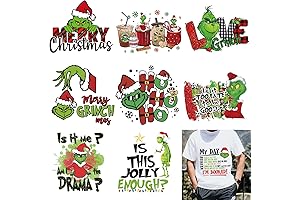 9 Pcs Grinch HTV Iron On Decals