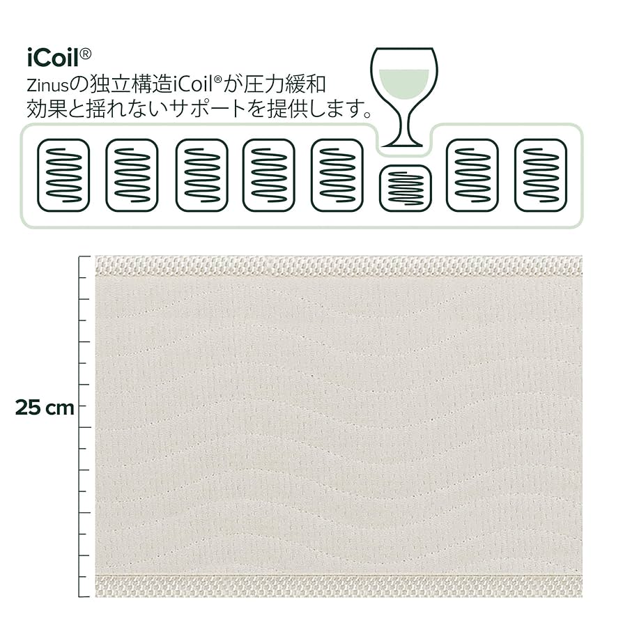 Amazon.co.jp: ZINUS ポケットコイル マットレス シングル 厚さ