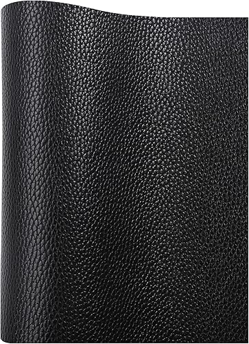 Hojas de piel sintética de color liso, tela de cuero con textura de lichi, perfecta para manualidades, proyectos hechos a mano, lazos para el