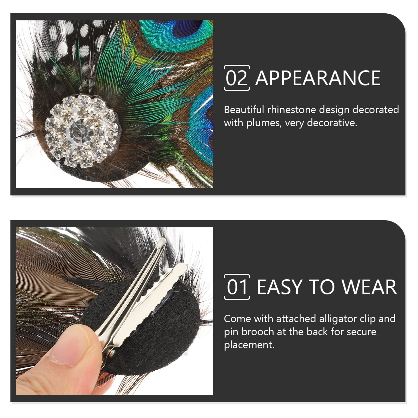 PACKOVE U154-1 Peacock Hair Clips Decorative Hair Pin Stylish Accessories for Wedding Party and Special Occasions - Image 4
