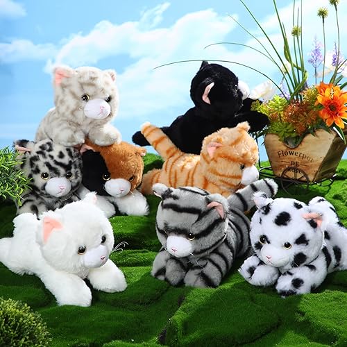 Miniatura 3 de Libima 8 piezas de animales de peluche para gatos a granel de 8 pulgadas, gatitos de peluche, regalos de fiesta temática de gato, premios de