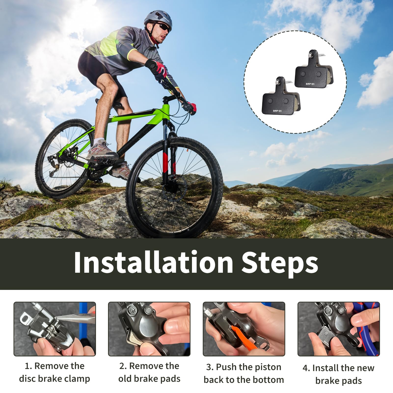 2 pary klocków hamulcowych kompatybilnych z Shimano B01S B03S B05S MT200, klocki hamulcowe do hulajnogi elektrycznej, klocki rowerowe tarczowe MTB, cichy hamulec wysokiej wydajności