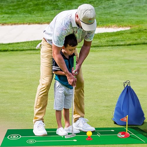 Miniatura 6 de Liberry Palos de golf para niños de 3 a 5 años de edad, juego de golf retráctil para niños pequeños con alfombrilla de putting y bolsa de