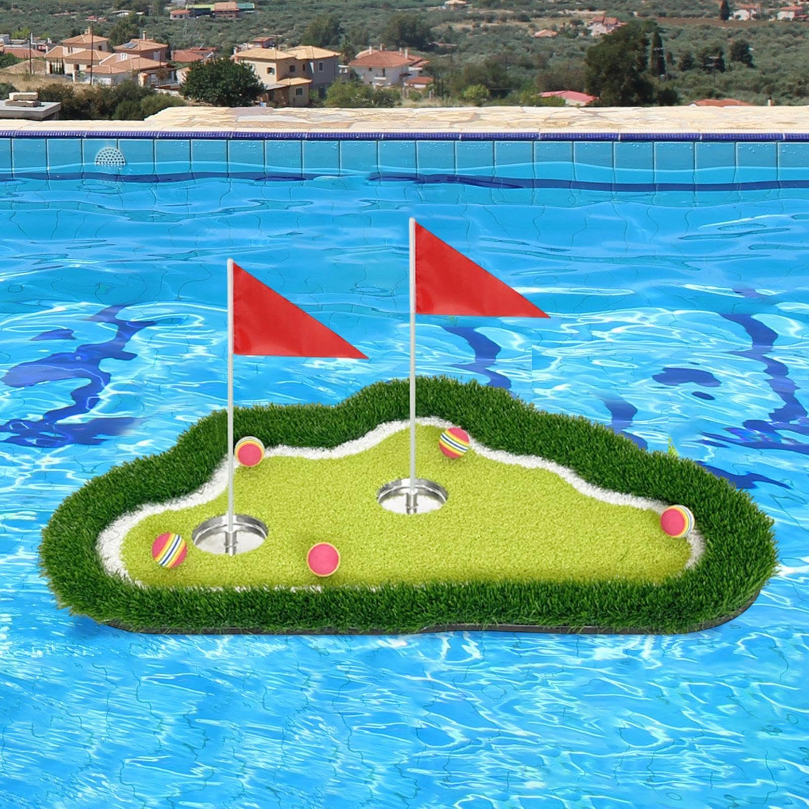 Menolana Float Golf Putting Mat Practice Mat Folding Swing Training Lightweight Chipping Green Game Set for Backyard Sport