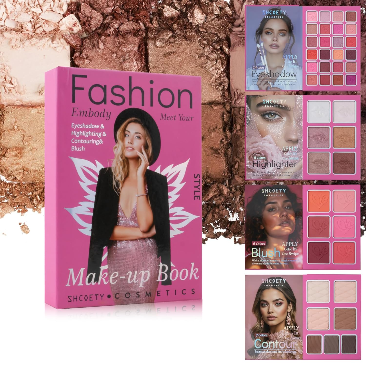 The first choice for holiday gifts 43-color makeup palette, eye shadow, highlighter and blush for contouring, multi-texture combination matte/pearl/fine glitter Suitable for gift giving (B)