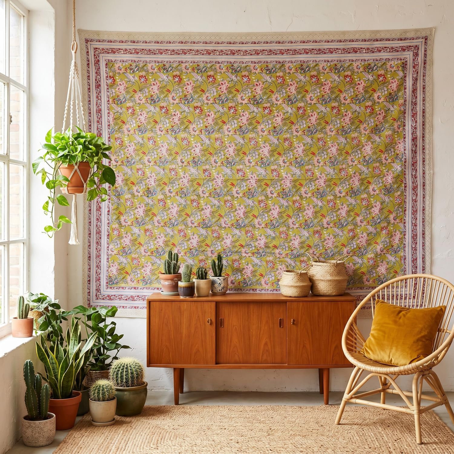 Blockdruck Tagesdecke, Bett & Sofaüberwurf, Design 9, Double 225*275 cm | 100% Baumwolle, handgefertigt, traditioneller Blockdruck, vielseitig einsetzbar, dekorativ