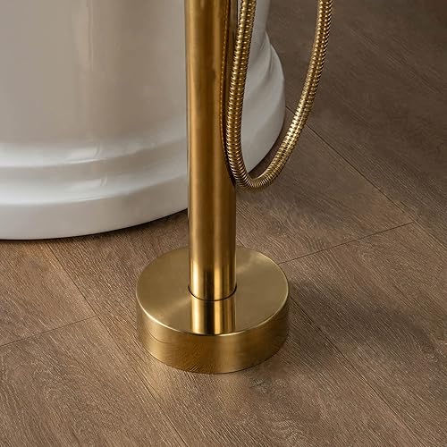 Miniatura 7 de WOODBRIDGE F0026BGRD WOODBRIDGEE - Grifo de llenado de tina independiente de alto caudal de 12 GPM con ducha de mano, oro cepillado