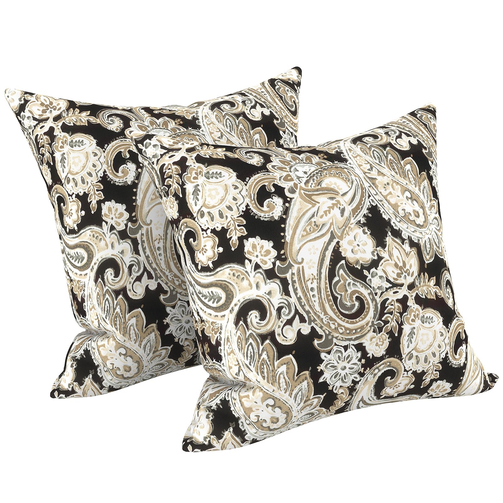 Photo 1 of LVTXIII Outdoor Throw Pillows, Paisley Black, Set of 2, 18"x18"