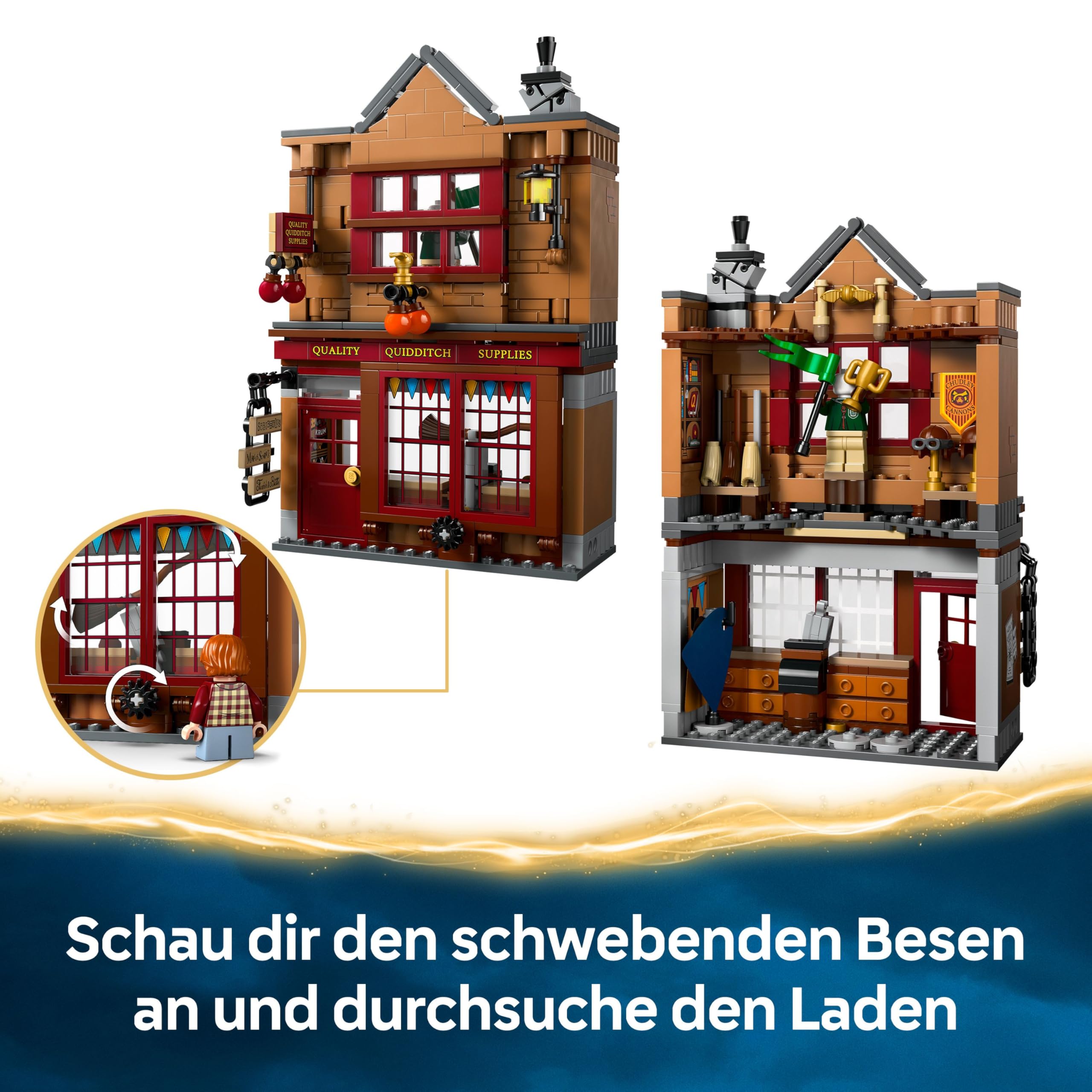LEGO Harry Potter Qualität für Quidditch & Fortescues Eissalon - Set mit 2 Winkelgasse Läden, 6 Minifiguren & Zubehör inkl. Nimbus 2000 Besen - Geschenk für Jungen & Mädchen ab 8 Jahren - 76452