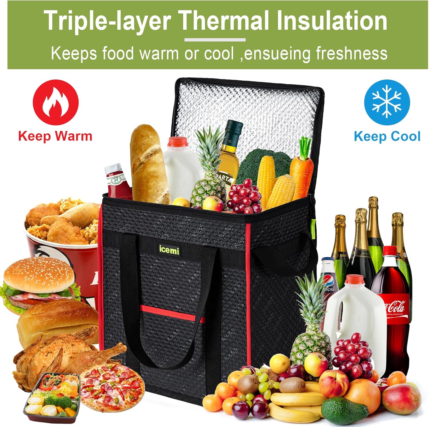 Insulated Reusable Grocery Bags, Premium Quality Cooler Bags insulated bag - Image 3