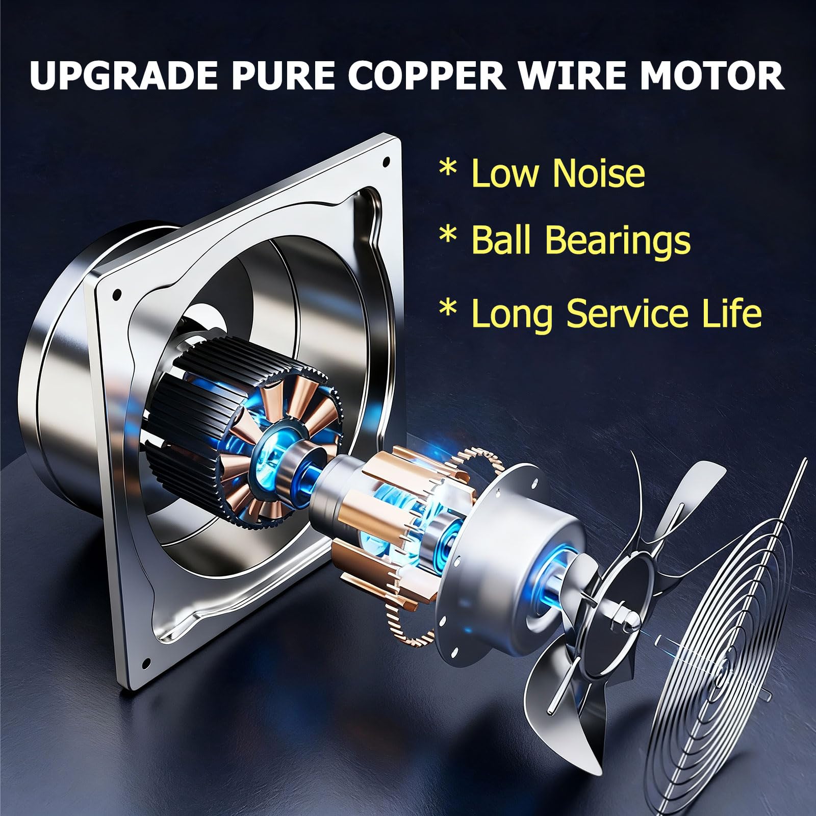 250mm Ventola Aspirazione, Potente Estrattore Aria da Parete 1750 m³/h, Aspiratore Industriale Estrattore Ventilazione per Ufficio, Garage e Magazzino, Circolazione dell'aria per Bagno e Cucina