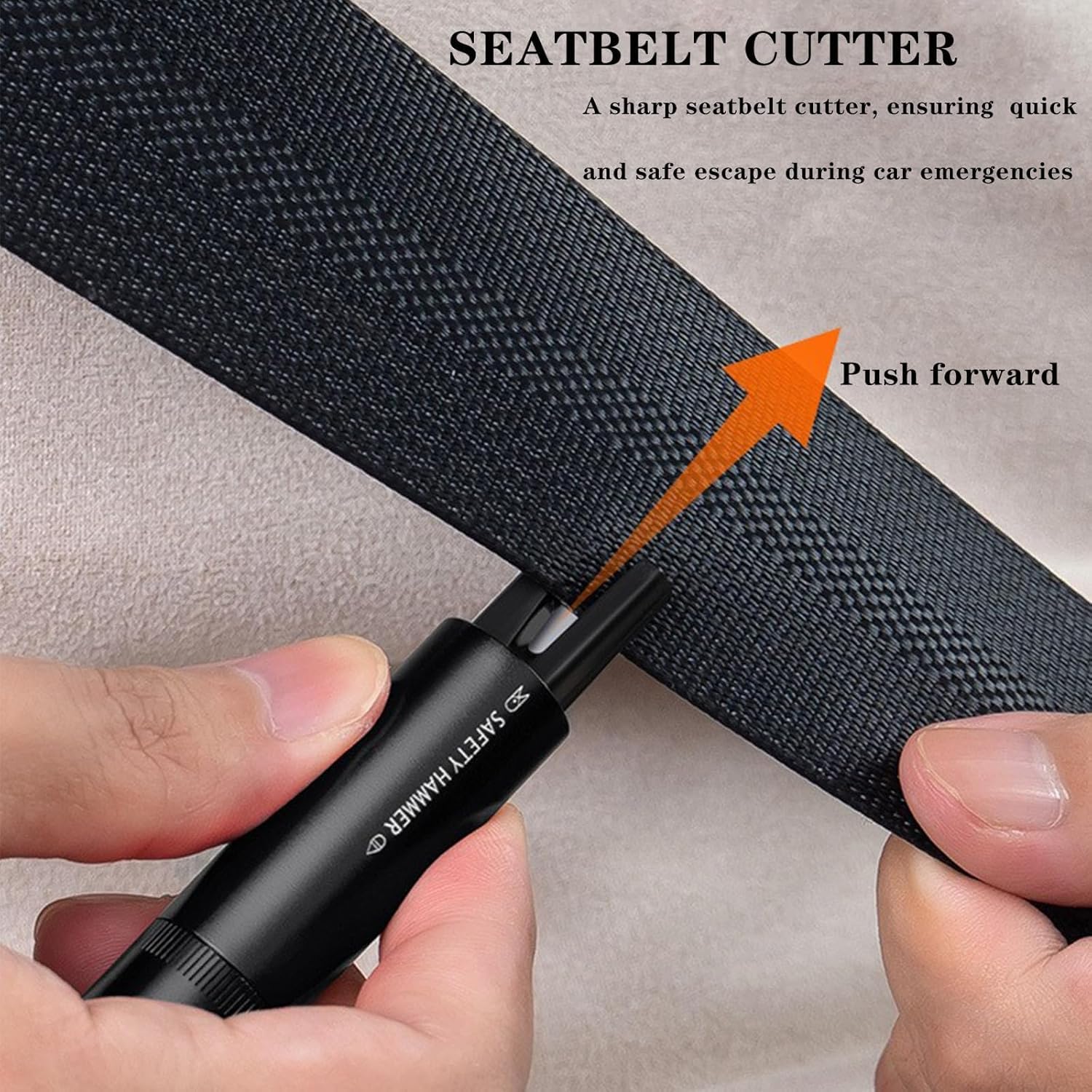 Automotive Gurtschneider Notfallhammer, 2 Stück Auto Sicherheitshammer, Tragbarer Fensterbrecher und Sicherheitsgurt Cutter mit Testglas zum Mit Allen Fahrzeugen Emergency Car Tool - 3