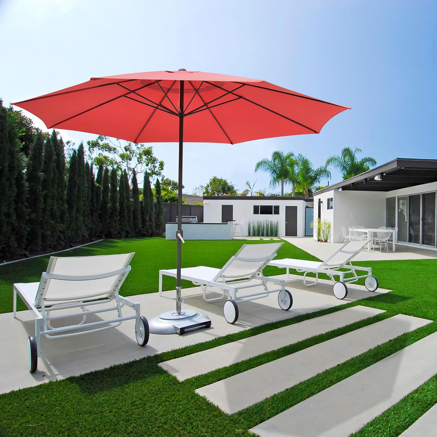 13FT XL Large UV 30+ Aluminum Outdoor Patio Umbrella for Table Garden Deck Market Yard Beach Cafe Restaurant Hotel Pool Sun Shading(Red)