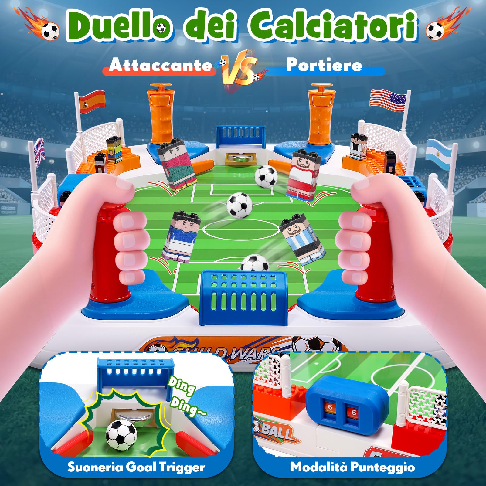 Dromlag Regalo Bambino 3-9 Anni, Calcio Balilla Bambini Adulti Calcetto Giochi da Tavolo Bambini 4-10 Anni Biliardino da Casa per Bambini Gioco Calcio Giocattoli Bambino 5-11 Anni Regali di Natale